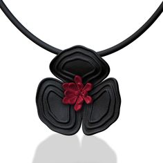 Nylon Necklace - This lightweight, hand-dyed flower pendant is crafted from nylon and is inspired by  the unique shape of a charming poppy blossom. Rubber cord with concealed clasp closure. Please note, some color variation may occur.Available in three lengths: 16, 18, 20 Mixed Media Necklace, Poppy Necklace, Artful Home, Rubber Band, Contemporary Jewelry, Flower Pendant, Poppies, Color Variations, Original Art