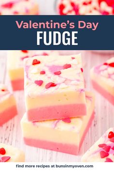 valentine's day fudge recipe with text overlay