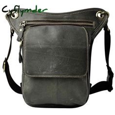 Cyflymder Original Leather Men Design Casual Messenger Shoulder Sling Bag Fashion Multifunction Gray Leather Business Shoulder Bag, Gray Leather Bag With Zipper Pocket, Shoulder Sling Bag, Padded Pouch, Belt Pack, Everyday Tote Bag, Leg Bag, Shoulder Sling, Men Vintage