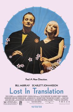 the movie poster for lost in translation with two people holding an umbrella over their heads