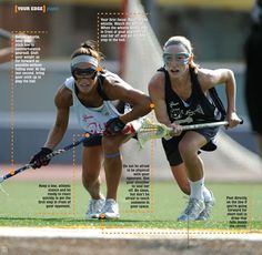 two women playing field hockey with the names of each team and numbers on their jerseys