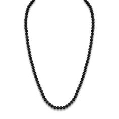 Mesmerizing natural black spinel gemstone beads animate the length of this refined men's necklace. Sterling silver Natural black spinel The 24-inch necklace secures in place with a fancy clasp The signature "E" is stamped on the clasp to identify each piece as part of the 1933 by Esquire men's collection. Classic Black Necklaces With 8mm Beads, Formal Black Necklace With Gemstone Beads, Classic Onyx Beaded Necklace With Black Beads, Classic Black Beaded Necklace With Polished Beads, Classic Black Beaded Necklaces With Polished Beads, Classic Onyx Necklace With Black Beads, Classic Black Necklace With Round Beads, Classic Single Strand Onyx Jewelry, Classic Black Jewelry With Sterling Silver Clasp