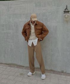 Mens Earth Tone Outfits Formal, Men Earth Tone Outfit, Brown Outfit Aesthetic Men, Mens Neutral Outfit, Vest Outfits For Men, Earth Tone Style