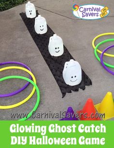 glow ghost catch diy halloween game for kids to play on the sidewalk with their hands