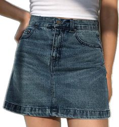 Vintage Denim Skirt - Pellucid Denim Blue Denim Skort Short Length, Casual Stretch Denim Skort, Stretch Denim Blue Skort, Denim Blue Mid-rise Mini Skirt, Casual Mid-rise Denim Skort, Casual Stretch Denim Blue Skort, Blue Denim Stretch Skort, High-rise Denim Blue Skort, Mid-rise Blue Denim Skirt