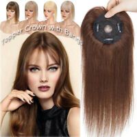 Russian Women Topper Toupee 100%Remy Human Hair Clip In Hairpiece Bang SILK BASE Bob Hairdos, Flat Bangs, Blonde Hair Types, Grey Wigs, Clip In Hair Pieces, Mascara Set, Hair Toupee, Bunting Bag, Human Hair Clip Ins