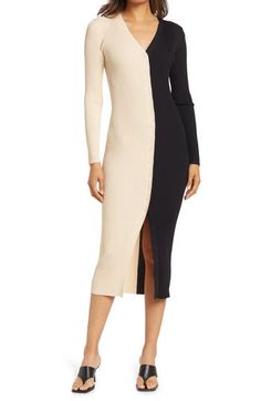 Style this long rib-knit cardigan multiple ways—wear it casually layered by day or buttoned as a form-fitting sweater-dress for a night out. 49" length (size Medium) Front button closure V-neck Long sleeves 65% viscose, 35% nylon Unlined Dry clean or hand wash, dry flat Imported Staud Fitted Midi Dress For Workwear, Fitted Staud Midi Dress For Work, Chic Staud Dress For Fall, Chic Staud Midi Dress For Work, Chic Fitted Sweater Dress For Layering, Chic Color Block Midi Dress With V-neck, Chic V-neck Color Block Midi Dress, Rib Knit Cardigan, Ribbed Cardigan