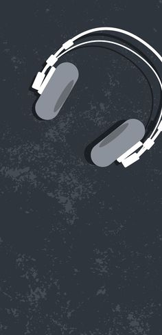 two headphones on a black background with some white lines in the shape of headsets