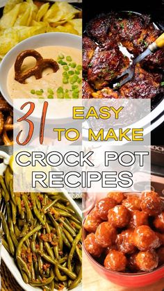 the collage shows different types of crock pot recipes and how to make them