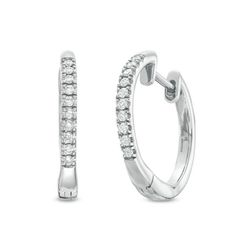 These hoop earrings with round brilliant cut diamonds are the perfect every day staple. Timeless Diamond Hoop Earrings With Single Diamond, Formal Cubic Zirconia Hoop Earrings With Single Diamond, Wedding Hoop Earrings With Single Diamond, Diamond White Cubic Zirconia Hoop Earrings With Single Diamond, Silver Diamond Hoop Earrings With Single Diamond, Modern White Gold Hoop Earrings With Single Diamond, Minimalist Diamond Hoop Earrings With Brilliant Cut, Minimalist Brilliant Cut Diamond Hoop Earrings, Minimalist White Gold Diamond Hoop Earrings