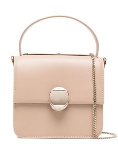 beige lambskin smooth grain gold-tone stud detailing foldover top with magnetic fastening single top handle detachable chain-link shoulder strap main compartment internal slip pocket debossed internal logo leather lining gold-tone hardware Small Tote Bag, Small Tote, Womens Tote Bags, Pretty Things, Chain Link, Top Handle, Calf Leather, Chloe, Grain