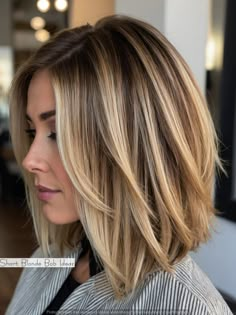 Short Blonde Bob Ideas | Short hair | Low taper fade haircut | Short Blonde hair | Shoulder length hair Subtly Layered Sandy Blonde Bob. Cut slightly shorter in the back for extra volume on the crown, this multi-tone  bob has only a few weight-removing layers to support the dimensional color scheme. Honey Blonde Hair Color Short, Blond Highlights Shoulder Length Hair, Angles Bob Medium, Medium Angled Bob Haircut, Shoulder Length Hairstyles Straight Hair, Long Angled Bob With Bangs, Shoulder Length Hair Blonde Highlights, Hair Cuts Ideas Shoulder Length, Shoulder Length Angled Bob