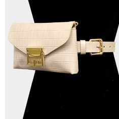 Color: Beige Bag Siz:6.75"X 4 Belt Size:28"L-32"L Detachable Chain Strap Size:24"L/ Detachable Magnetic Closure Carried Around The Waist On In The Hand. Alligator Pattern, Purse Boutique, Hoop Earrings Style, Beige Bag, Leather Fanny Pack, Leather Belt Bag, Belt Purse, Crossbody Clutch, Leather Bags Handmade