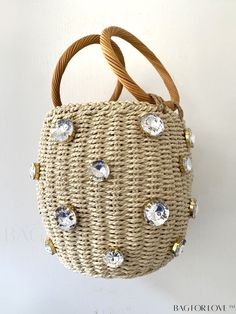 BagForLove - Rhinestone-Embellished Small Straw Bag: Elegant Travel Purse with Bucket Design Product Description Color Beige Type Straw Bag Bag Size Mini Pattern Type Plain Material Straw Size Chart INCH CM Bag Length Bag Width Bag Height Handle Height 5.1 inch 5.1 inch 7.1 inch 3.9 inch Bag Length Bag Width Bag Height Handle Height 13 cm 13 cm 18 cm 10 cm Details Pictures Similar Products h2 { text-align: center; } /* æ¢è¡ */ li{ white-space: normal; word-break: break-all; word-wrap: break-wo Elegant Embellished Beach Bag, Elegant Embellished Beach Bags, Straw Bucket Bag, Bucket Design, Bag Elegant, Travel Purse, Word Wrap, Bag Bag, Straw Bag