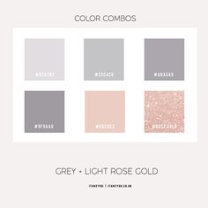 the color combo for grey and light rose gold is shown in four different shades, including pink