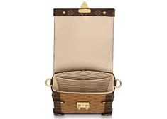 Louis Vuitton Pochette Trunk Verticale Monogram Reverse Brown in Coated Canvas with Gold-tone Louis Vuitton Collection, Louis Vuitton Pochette, Trunk, Genuine Leather, Monogram, Louis Vuitton, Buy And Sell, Handbags, Canvas