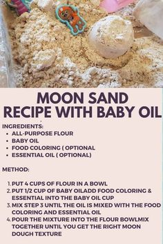 the recipe for moon sand with baby oil