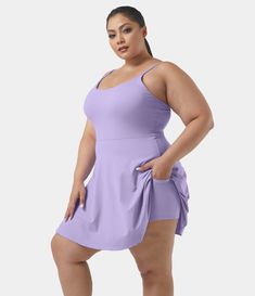 Women's Everyday Cloudful® Padded Pocket 2-in-1 Plus Size Activity Dress-Jubilee. Nylon, Nylon-77%, Spandex, Spandex-23%. 4-way stretch. Pocket. Machine wash cold. Do not dry clean. Do not iron. Do not bleach. Wash with like colors. Turn garment inside out. High Rise. Spaghetti Strap. Low intensity recreation. Plain. Casual, Travel. Cloud9. Not Wearing A Bra, Casual Women Outfits, Active Dress, Swimsuit Material, Plus Size One Piece, Plus Size Activewear, Bleach Wash, Tennis Dress, Free App