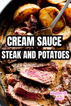 Steak and potatoes in a cream sauce can be made in the dutch oven or a big pan.  This dish is a one-pan wonder, just serve it with a side salad or some steamed veggies.