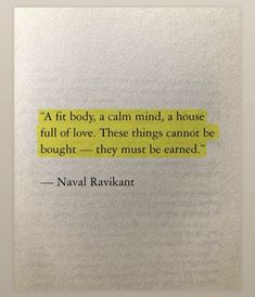 a piece of paper with the words, at fit body, a calm mind, a house full of love these things cannot be bought