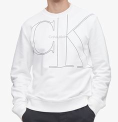 Calvin Klein Mens XL Classic Mono Logo Crewneck White French Terry Sweatshirt New with Tag Striking oversized monogram logo printed at the front. Super-soft French terry sweatshirt. Embroidered logo at chest Ribbed-knit crewneck, cuffs and hem Crewneck Cotton Blend White XL Embroidered Monogram, White French, Men Sweatshirt, Man Logo, Sweatshirts Online, Calvin Klein Men, Knit Crewneck, Casual Clothing, Monogram Logo