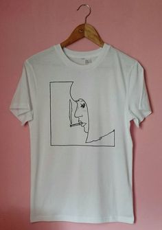 Unisex Smoking Girl T Shirt by SolukWorkshop on Etsy White Hand Printed Crew Neck T-shirt, White Cotton T-shirt With Custom Artwork, Artistic White T-shirt With Custom Print, Hand Printed Graphic Tee With Crew Neck, Hand Printed Crew Neck Graphic Tee, Artistic White Shirt With Screen Print, Graphic Tee Cotton T-shirt With Custom Artwork, Artsy Cotton T-shirt With Custom Print, Artsy Cotton T-shirt With Graphic Print