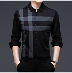 Look your best with this stylish men's long sleeve striped dress shirt. perfect for any occasion, this shirt will help you stand out and make a statement. Striped Slim Fit Long Sleeve Dress Shirt, Spring Striped Long Sleeve Dress Shirt, Striped Fitted Long Sleeve Dress Shirt, Black Long Sleeve Dress Shirt For Summer, Modern Black Long Sleeve Dress Shirt, Black Long Sleeve Summer Dress Shirt, Casual Long Sleeve Dress Shirt For Office, Semi-formal Striped Long Sleeve Dress Shirt, Black Long Sleeve Dress Shirt For Spring