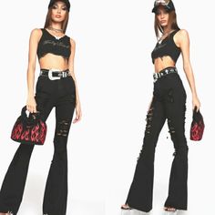 GJG DENIM Flare Black Pants bloggers favorite Favorite Color Black, Flare Black Pants, Black Flare Pants, Pants With Belt, Pockets Details, Black Flare, Outfits And Accessories, Denim Flares, Flare Pants