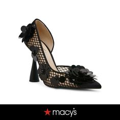 in stock Floral Pumps, Blue By Betsey Johnson, Mesh Heels, Slip On Pumps, Shoes Heels Pumps, Black Pumps, Blue Shoes, Black Mesh, Womens Heels