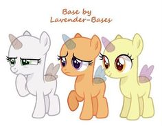 three little ponys standing next to each other with the caption base by lavender - bases