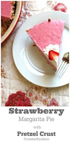 strawberry margarita pie with pretzel crust