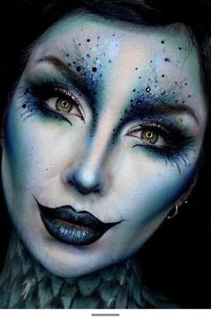 Water Witch Makeup, Sea Monster Makeup, Sea Witch Makeup, Sea Creature Makeup, Dark Mermaid Makeup, Diy Halloween Scary, Gore Makeup