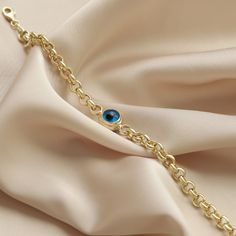 "Ⓜ14 K Gold Rolo Doc Evil Eye Bracelet Charm Chain Hoop Birthdays Gift For Women Luck Blue Gold Jewelry Design Handmade Dainty ⓂEvil Eye Bead Bracelet People have used Evil Eye Bead to avoid bad looks since long time. You can give a gift to the people you cared who dazzle with their beauty and want to be protected from the evil eye. This Evil Eye Bead Bracelet symbolizes grace and elegance. We designed this bracelet for you beautiful women who are always loved and do not compromise on their eleg Elegant Blue Chain Bracelet As Gift, Elegant Blue Chain Bracelet For Gift, Yellow Gold Birthstone Chain Bracelet, Blue Tarnish-resistant Jewelry For Anniversary, Elegant Yellow Gold Charm Bracelet For Birthday, Blue Jewelry For Birthday Gift, Elegant Blue Jewelry For Birthday Gift, Gold Rolo Chain Bracelet As Gift, Blue Bracelet Jewelry For Birthday