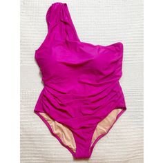 J. Crew Ruched One Shoulder One-Piece Swimsuit In Radiant Fuchsia Pink. Padded. Lined. Asymmetrical. Condition: Brand New With Tags. No Flaws. Spring, Summer, Vacation, Beach, Cruise, Casual, Bathing Suit, Tropical, Pool. Pink Ruched Beachwear Swimwear, Pink Ruched Swimwear For Summer, Pink Ruched Swimwear For Swimming, Pink Ruched One-piece Swimwear, Pink Ruched Summer Swimwear, Pink Ruched Swimwear, Pink Ruched Fitted Swimwear, Purple Ruched Fitted Swimwear, Pink Fitted Ruched Swimwear