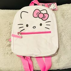 Sanrio Hello Kitty Mini Backpack Size: 10”X 8” X 4.5” Brand New With Tags From Smoke And Pet Free Home Cute White Satchel Backpack, White Cat Design Backpack, Cute White Backpack With Adjustable Strap, Cute White Rectangular Backpack, Cute White Backpack For Back To School, Cute White Standard Backpack, White School Bag With Cat Design, Cute White Backpack With Cat Design, Cute White Backpack With Zipper Closure