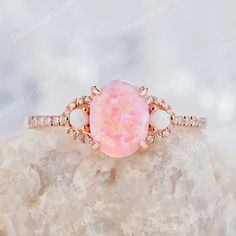 Vintage Pink Fire Opal and Diamond Engagement Ring, Cute 14K Rose Gold Silver Oval Shape Opal Wedding Anniversary Promise Ring Gift for Her - Etsy Pink Fire, Opal Wedding, Cute Engagement Rings, Future Engagement Rings, Opal Wedding Rings, Promise Ring Gift, Opal Engagement, Engagement Rings Opal, Dream Engagement Rings