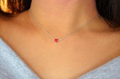 tiny red heart necklace / red heart necklace / tiny heart necklace / tiny heart / dainty heart neckl Dragon Hoard, Small Red Heart, Red Heart Pendant, Dainty Heart Necklace, Tiny Heart Necklace, Opalite Necklace, Red Heart Necklace, Black Leather Choker, Velvet Choker Necklaces