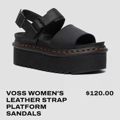 Brand: Dr. Martens Size: 10 Color: Black Condition: New Without Tags - Never Worn Black Sandals With Leather Footbed, Black Leather Strap Sandals For Spring, Dr Martens Voss, Shoes Dr Martens, Cute Shoes Heels, Dr Martens Black, Dr Martens Shoes, Martens Shoes, Dr. Martens