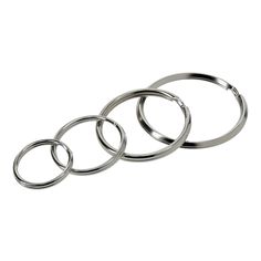 three silver rings on a white background