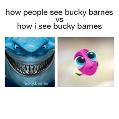 two pictures with different types of cartoon characters and text that reads, how people see bucky bans how i see blury bakes