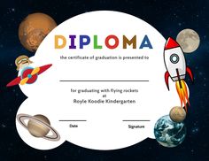 a certificate with space and planets on it