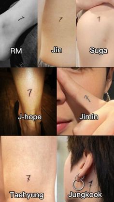 BTS 7 tattoo Tattoo With Meaning Symbolic, Yoongi 7 Tattoo, Bts Small Tattoos, Bts Army Tattoo, Jimin 7 Tattoo, Bts Tattoo Designs