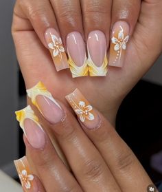 Nagel Tips, French Acrylic Nails, Unique Acrylic Nails, Short Acrylic Nails Designs, Square Acrylic Nails, Floral Nails, Best Acrylic Nails, Long Acrylic Nails