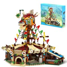 a lego pirate ship is shown in front of a box with instructions on how to build it