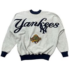 Size: XL- 27" x 28" Condition: Some faint stains on the front Brand: Legends Year: 90s Material: Cotton Yankees Sweatshirt, Vintage Yankees, Baseball World Series, Thrift Inspo, Ny Yankees, Winter Fits, Mlb Baseball, World Series, New York Yankees