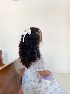 Pretty Hairstyles Natural Hair, Curly Hair Fits, Coquette Hairstyles Curly, Curly Braid, Curly Afro Hair