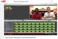 an image of two men in front of a screen with the words green screen turnaround how to chroma key movie 98