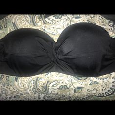 Nwt. Purchased Last Summer And Never Worn. Size Medium. Black Bandeau Bikini Top With Straps. Strapless Bra Friendly Swimwear For Party, Strapless Bra-friendly Swimwear For Party, Strapless Party Swimwear Bra-friendly, Fitted Bandeau Tankini For Party, Strapless Party Swimwear That Is Bra Friendly, Party Strapless Swimwear With Padded Cups, Strapless Fitted Swimwear For Night Out, Fitted Strapless Swimwear For Night Out, Swim Brands