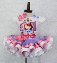 Sofia The First Party, Tutu Dress Costumes, Ribbon Tutu, Pink Toes, Girls Overalls, Girls Converse, Custom Ribbon, Matching Outfit, Sofia The First