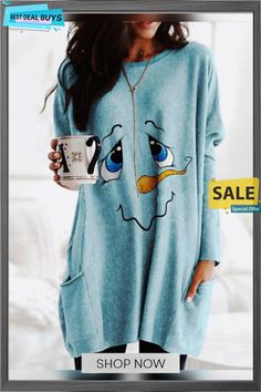 Christmas Xmas Long Sleeve Round Neck Printed Top T-shirt Xmas T-shirt Blue Long Sleeve T-shirt With Funny Print, Casual Long Sleeve Cartoon Print T-shirt, Casual Long Sleeve Tops With Character Print, Winter Cotton Tops With Character Print, Casual Fall T-shirt With Cartoon Print, Christmas Long Sleeve Tops With Cartoon Print, Casual Winter Tops With Cartoon Print, Long Sleeve Cartoon Print T-shirt For Winter, Winter Long Sleeve Tops With Funny Print